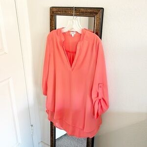 Teenbell neon orange/coral 3/4 length top